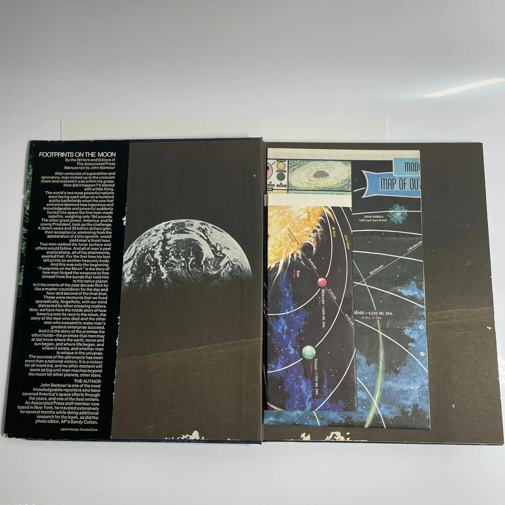 Footprints on the Moon Associated Press 1969 First Edition Apollo Space Book Map